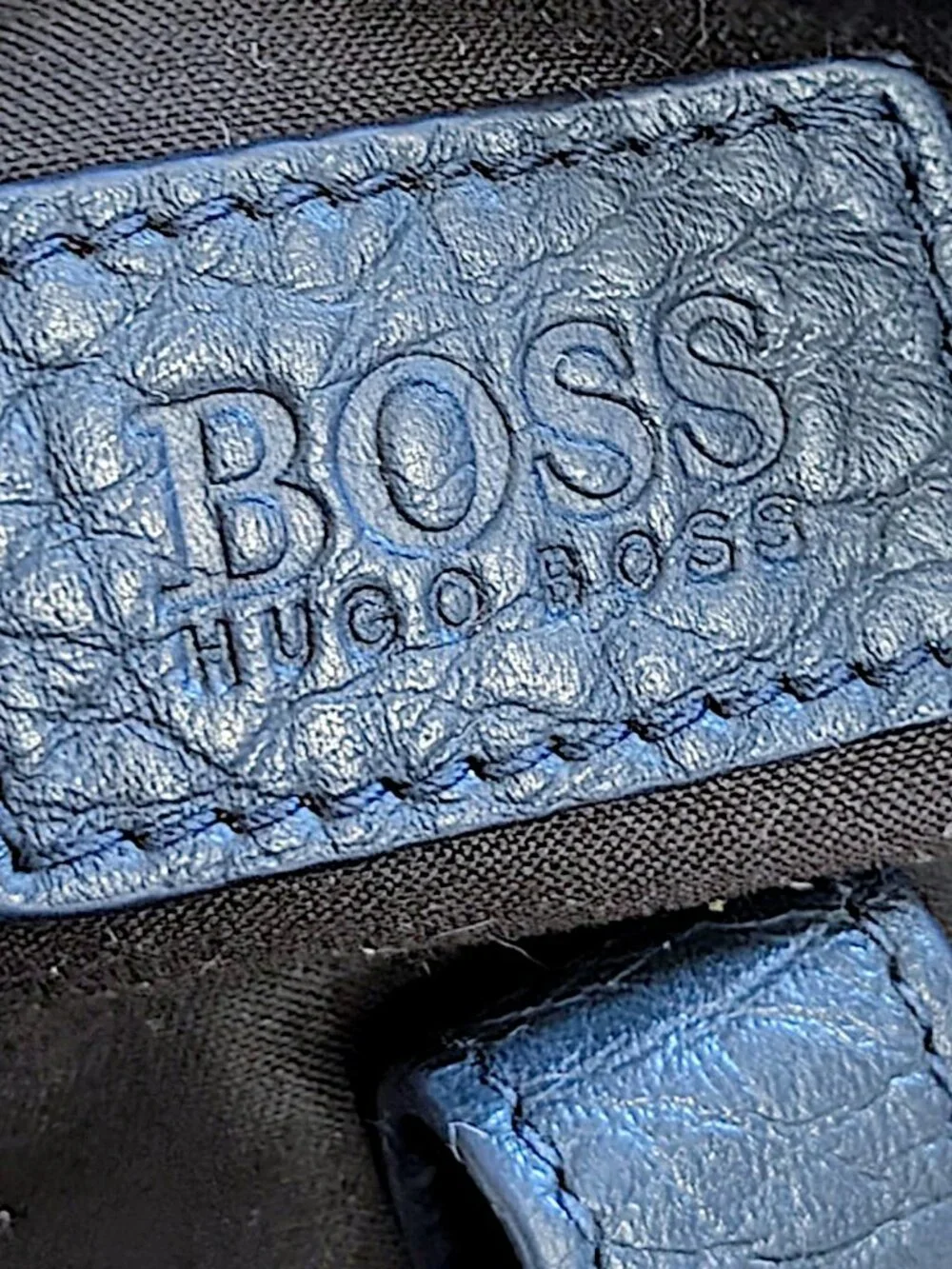Hugo Boss VTG 90's minimalist navy pebbled leather / nylon M's medium backpack
